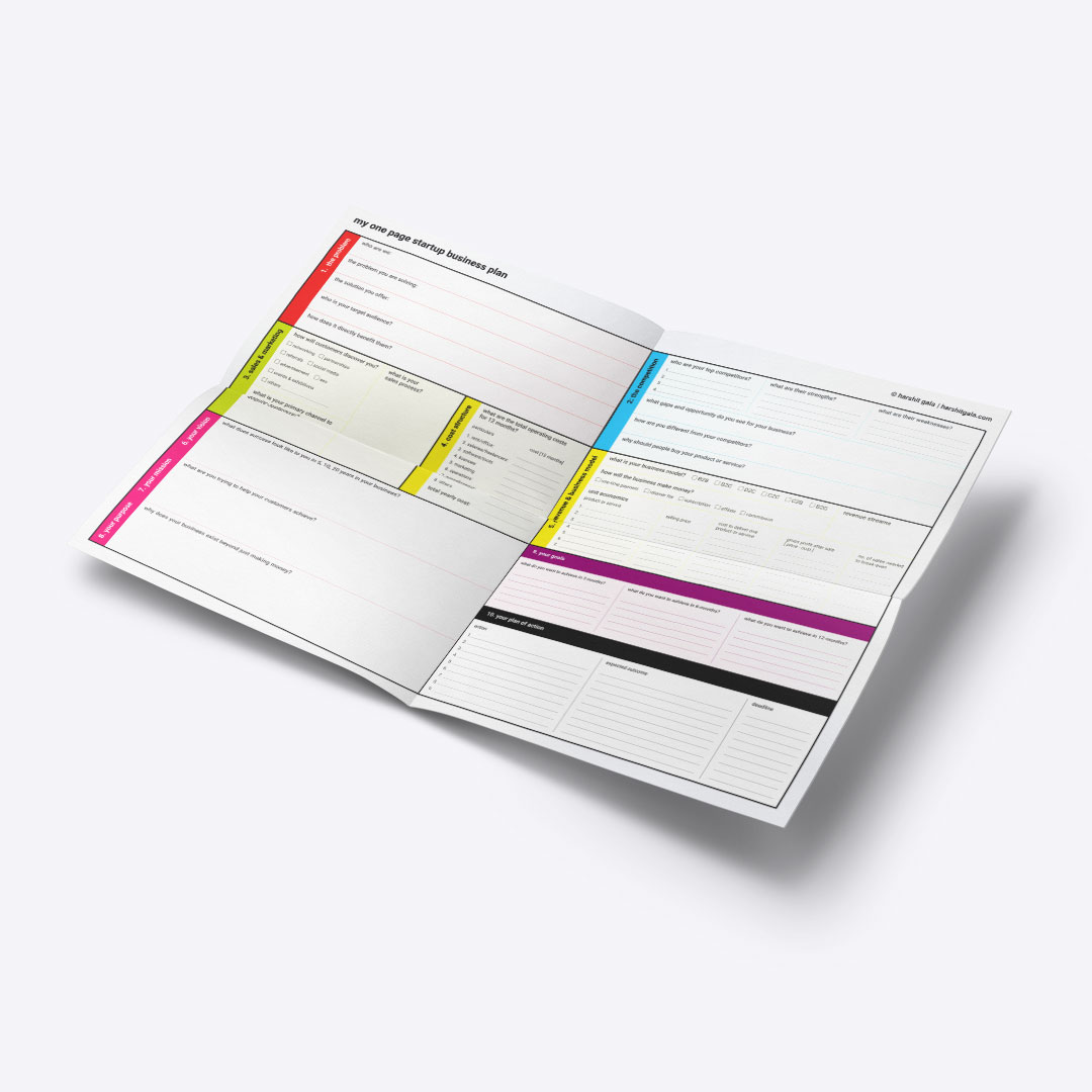 one page startup business plan